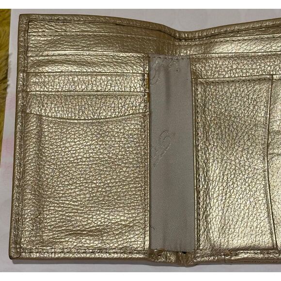 FOSSIL Genuine Leather Trifold Womens Wallet Credit Card Snap Yellow Vtg Classic - Picture 9 of 11